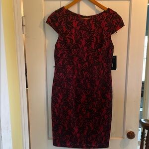 Elegant Black and Red Lace Dress